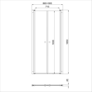 Душевая дверь Triton Дабл 90x185 хром, прозрачная (Щ0000036861)