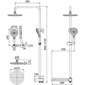 Душевой гарнитур IDDIS Ray черный матовый (RAYMS3Fi76)