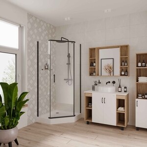 Душевой уголок Niagara NG-6834-08 BLACK 100х100 прозрачный, черный