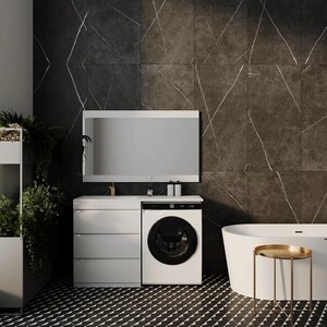 Мебель для ванной Style line Даллас Люкс 68 (130L) три ящика, под стиральную машину, белая