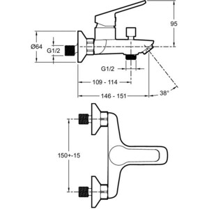 Смеситель для ванны Jacob Delafon Aime матовый черный (E29871-BL)