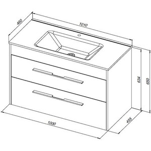 Тумба под раковину Aquanet Августа 100 Flat два ящика, белый глянец (277509)