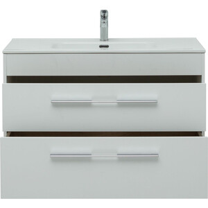 Тумба под раковину Aquanet Августа 100 Flat два ящика, белый глянец (277509)