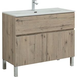 Тумба под раковину Aquanet Алвита 100 один ящик, дуб веллингтон белый (277557)