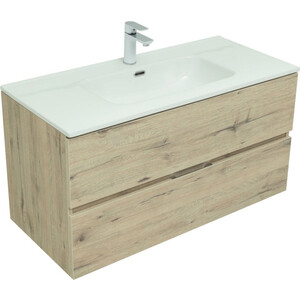 Тумба под раковину Aquanet Алвита 100 два ящика, дуб веллингтон белый (277521)