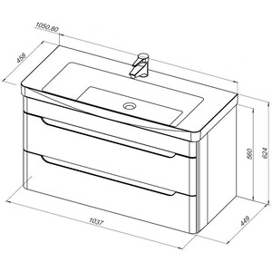 Тумба под раковину Aquanet София 105 два ящика, белый глянец (274116)