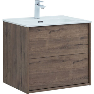 Тумба под раковину Aquanet Lino 60 Flat два ящика, дуб веллингтон (287541)