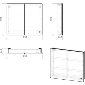 Зеркальный шкаф Grossman Адель LED 90х80 сенсорный выключатель (209004)