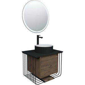 Тумба с раковиной Grossman Винтаж 70х50 веллингтон/черный (107007, GR-4040BW)