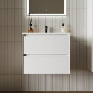 Тумба с раковиной Sancos Cento 60 два ящика, белый глянец (CN60W, CN7001)