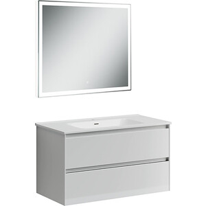 Мебель для ванной Sancos Cento 90 два ящика, белый глянец
