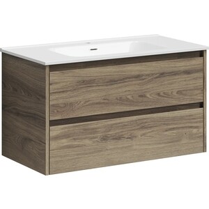 Тумба с раковиной Sancos Libra 90 два ящика, дуб чарльстон (LB90ECH, CN7002)