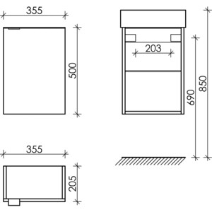 Тумба с раковиной Sancos Mini 35 левая, одна дверца, дуб галифакс натуральный (MN35EGL, CN5008)