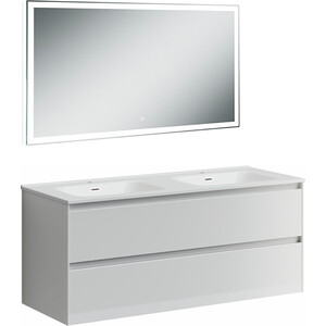Мебель для ванной Sancos Cento 120 два ящика, двойная раковина, белый глянец