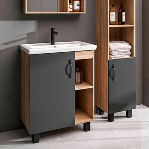 Тумба с раковиной Grossman Флай 60х40 серый/дуб сонома (106002, 16413)