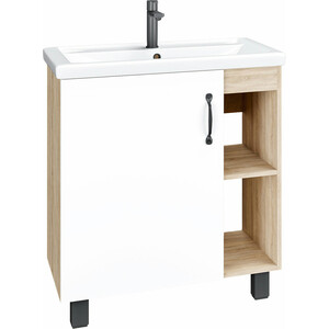 Тумба с раковиной Grossman Флай 70х46 белый/дуб сонома (107001, 15840)