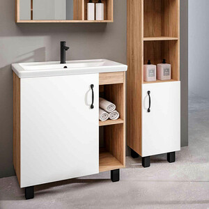 Тумба с раковиной Grossman Флай 70х46 белый/дуб сонома (107001, 15840)