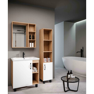 Тумба с раковиной Grossman Флай 70х46 белый/дуб сонома (107001, 15840)