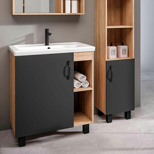 Тумба с раковиной Grossman Флай 70х46 серый/дуб сонома (107002, 15840)