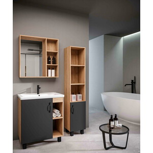 Тумба с раковиной Grossman Флай 70х46 серый/дуб сонома (107002, 15840)