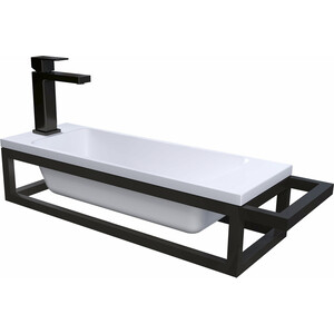 Консоль под раковину Grossman Метрис 50 полотенцедержатель справа, черная (105002)