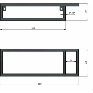Консоль под раковину Grossman Метрис 50 полотенцедержатель справа, черная (105002)