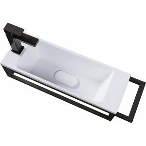 Консоль под раковину Grossman Метрис 50 полотенцедержатель справа, черная (105002)