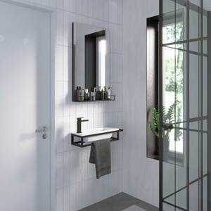 Консоль под раковину Grossman Метрис 50 полотенцедержатель справа, черная (105002)