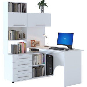 Стол компьютерный СОКОЛ КСТ-14Л белый левый