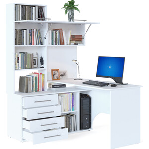 Стол компьютерный СОКОЛ КСТ-14Л белый левый