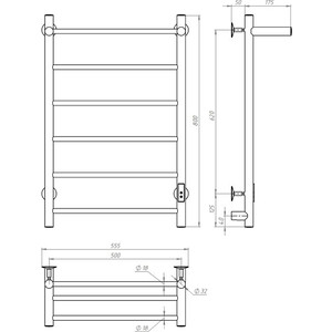 Полотенцесушитель электрический ZOX Прямой ЛЦ 80х50 с полкой, белый (4630099748048)