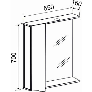 Зеркало-шкаф Emmy Агата 55х70 правый, с подсветкой, белый (agt55mir1-r)