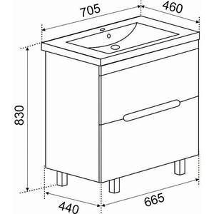 Мебель для ванной Emmy Вита 71х47 белая