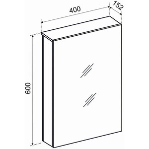 Зеркальный шкаф Emmy Вэла 40х60 правый, белый (wel40bel-r)