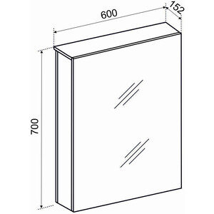 Зеркальный шкаф Emmy Вэла 60х70 правый, белый (wel60bel-r)