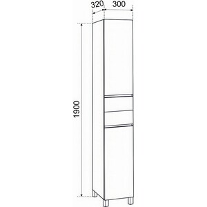 Пенал Emmy Джерси 30х190 правый, белый (jsy30penA2-r)