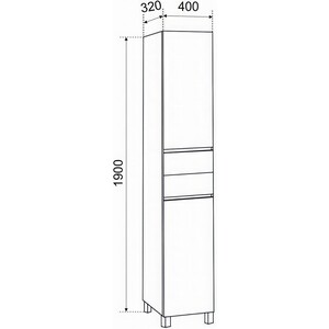 Пенал Emmy Джерси 40х190 левый, белый (jsy40penA2-l)