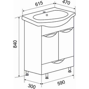 Тумба под раковину Emmy Милли 59х30 с ящиком и дверцами, белый (mil60ut3bel)