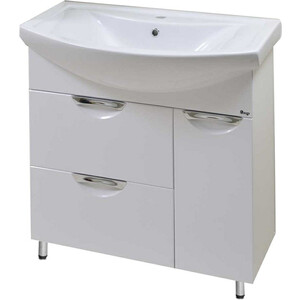 Тумба под раковину Emmy Милли 77х31 с дверцей и ящиками, белый (mlt80blt3-r)
