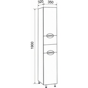 Пенал Emmy Милли 35х190 правый, белый (mel35penAdsp-r)