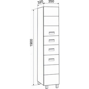 Пенал Emmy Монтана 35х190 правый, белый (mon35penAmdf-r)