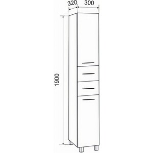 Пенал Emmy Рокард 30х190 правый, с корзиной, белый (rok30penB-r)
