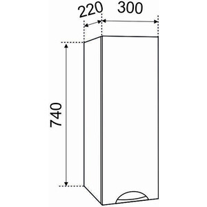 Шкаф навесной Emmy Рокси 30х74 правый, белый (rox30bel)