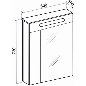 Зеркальный шкаф Emmy Сигма 60х73 правый, белый (sig60mir1)