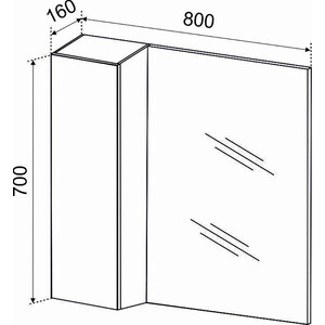 Зеркало-шкаф Emmy Стоун 80х70 левый, серый бетон (stn80mir-l)