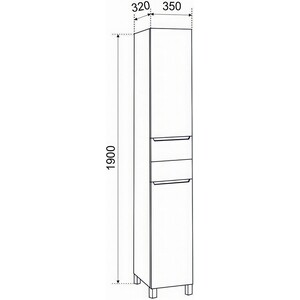 Пенал Emmy Стоун 35х190 правый, серый бетон (stu35penA2-r)
