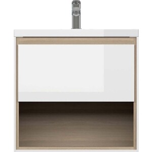 Тумба с раковиной Cersanit Louna 60х44 белый/дерево (64070, S-UM-COM60/1-w)