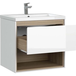 Тумба с раковиной Cersanit Louna 60х44 белый/дерево (64070, S-UM-COM60/1-w)