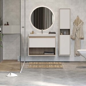 Тумба с раковиной Cersanit Louna 60х44 белый/дерево (64070, S-UM-COM60/1-w)