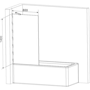 Шторка для ванны Am.Pm Gem 80х140 прозрачная, черный (W90BS-080-140BT)